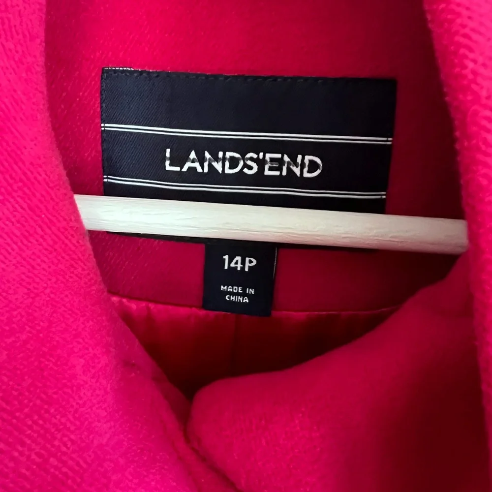 LANDS' END Fuchsia womens Hidden Button Coat Jacket Size 14P - Picture 6 of 11